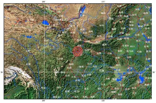 甘肅武都與陜西寧強交界5.5級地震 圖片來源：中國地震信息網