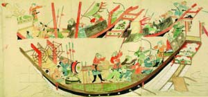 《蒙古襲來繪詞》中描繪的元軍戰船