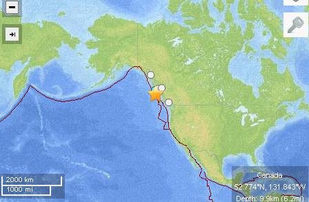 加拿大海域發生7.7級地震