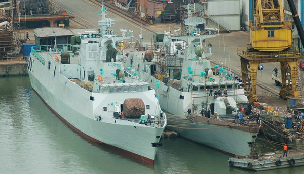 資料圖：中國已下水的兩艘056護(hù)衛(wèi)艦。