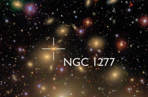 小型星系NGC 1277位于英仙座星系群，對比其它星系，NGC 1277星系非常緊密和扁平，其中包含著一個巨大的黑洞，質量是太陽的170億倍