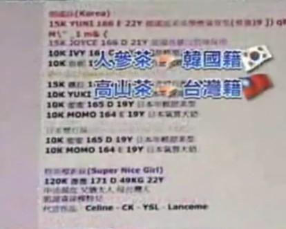 韓國嫩模集體赴臺灣賣淫喊價10萬 交易照曝光